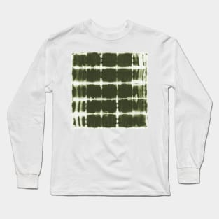 Green olive squares shibori tie dyed Long Sleeve T-Shirt